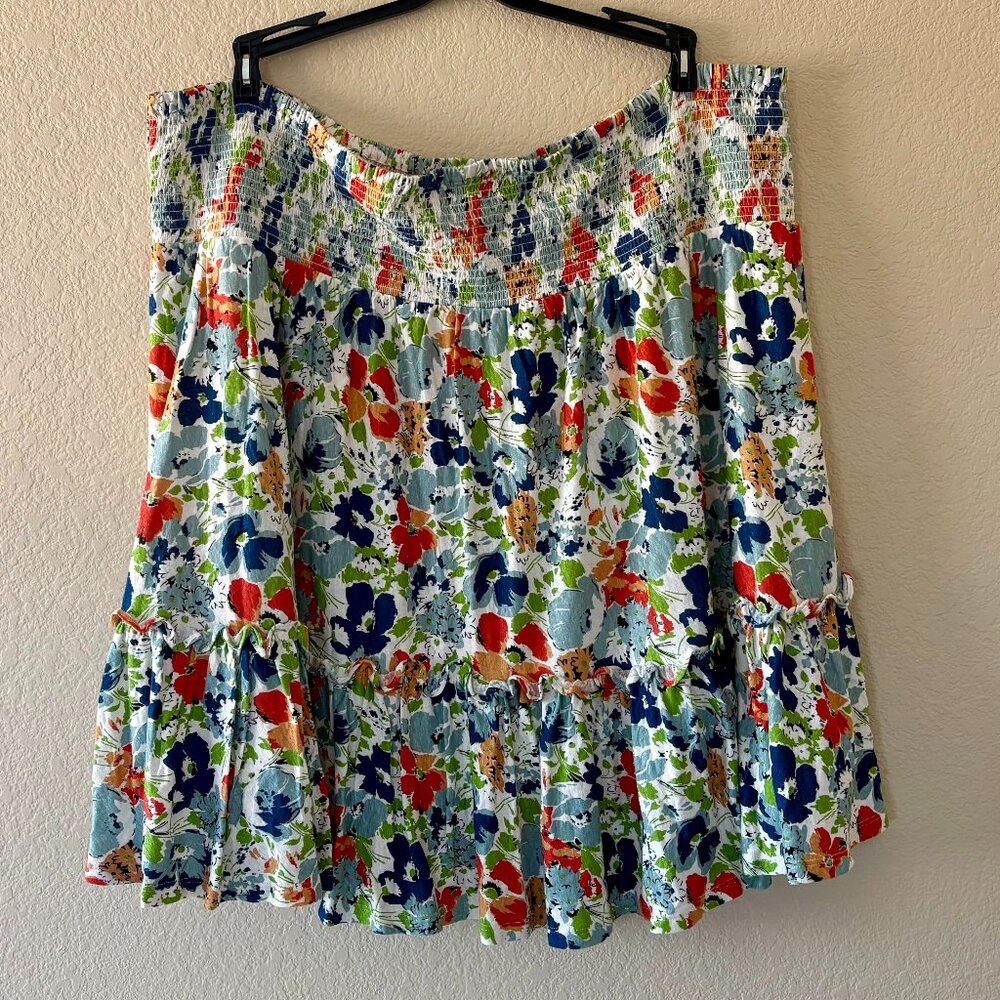 NWT Lauren Ralph Lauren Black Label Skirt Floral Tiered Lined Size 3X Boho
